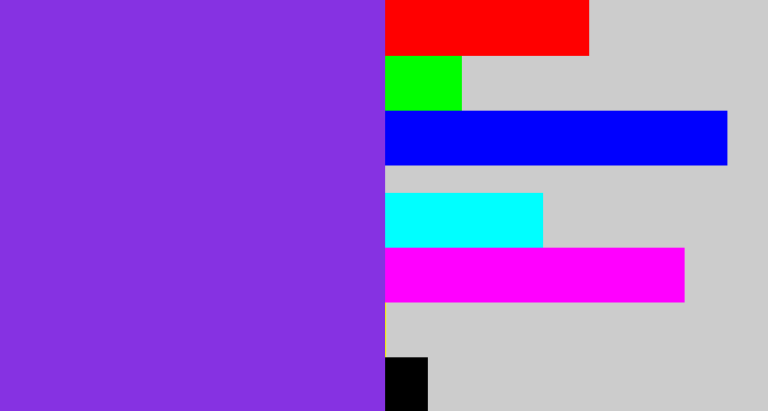 Hex color #8632e2 - bluish purple