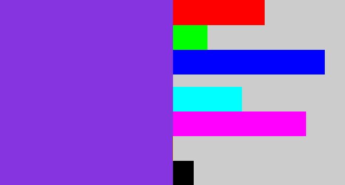Hex color #8633e0 - bluish purple
