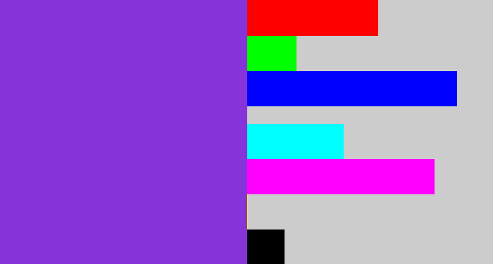 Hex color #8634da - bluish purple