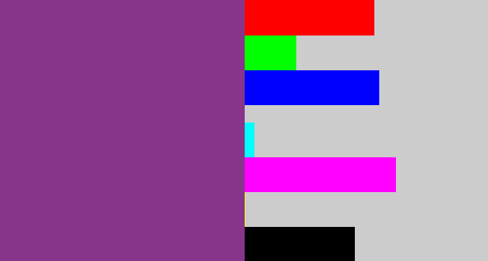 Hex color #86358b - warm purple