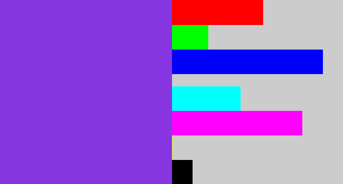 Hex color #8635e1 - bluish purple