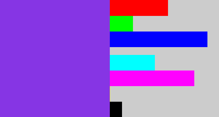 Hex color #8635e4 - bluish purple