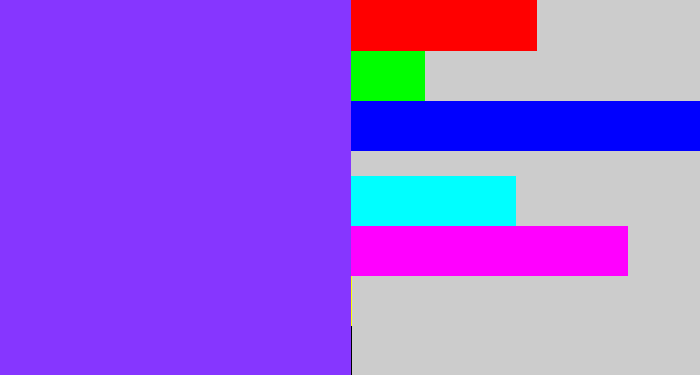 Hex color #8636ff - bluish purple