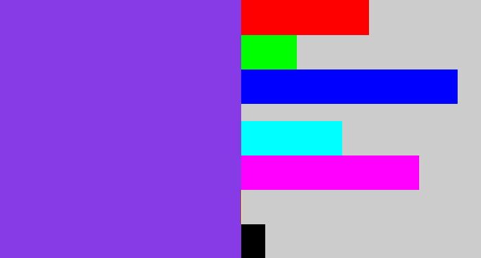 Hex color #863be6 - bluish purple