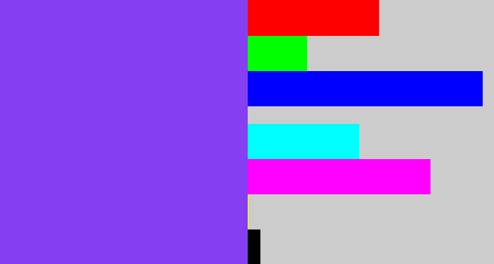 Hex color #863ef2 - bluish purple