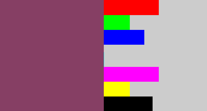 Hex color #863f64 - dark mauve