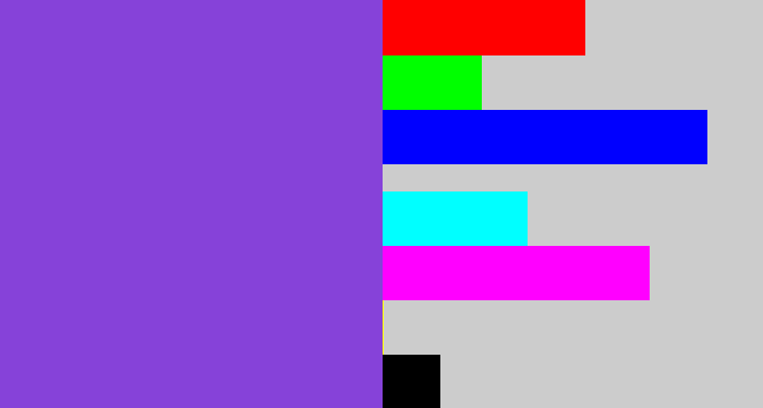 Hex color #8642d9 - purpley