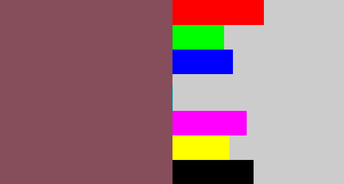 Hex color #864d5a - dark mauve