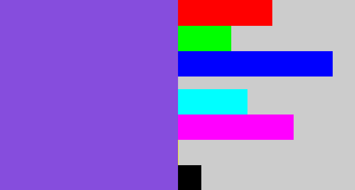 Hex color #864ddd - purpley