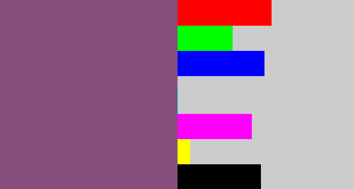 Hex color #864e7c - dull purple