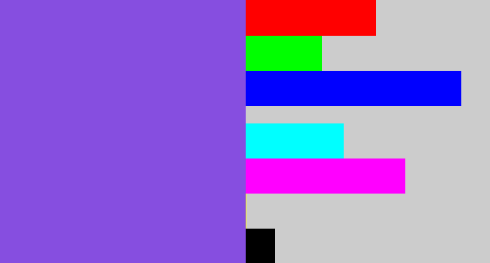 Hex color #864ee0 - purpley