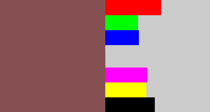 Hex color #865052 - dark mauve