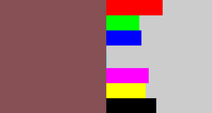 Hex color #865054 - dark mauve