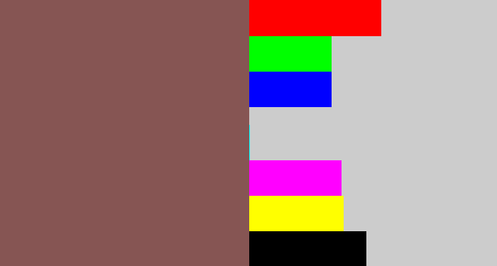 Hex color #865553 - dark mauve