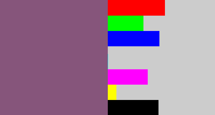 Hex color #86557b - dull purple