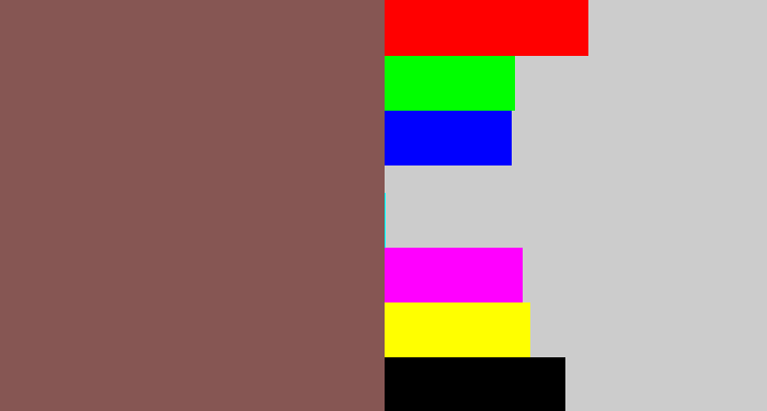 Hex color #865653 - dark mauve