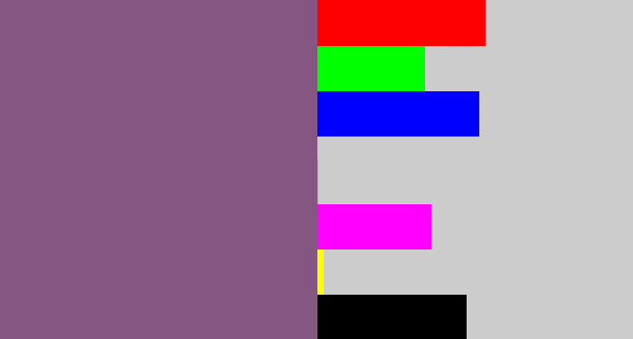 Hex color #865683 - dull purple