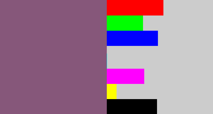 Hex color #86577a - dull purple