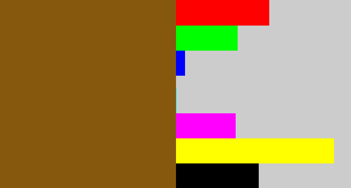Hex color #86580e - medium brown