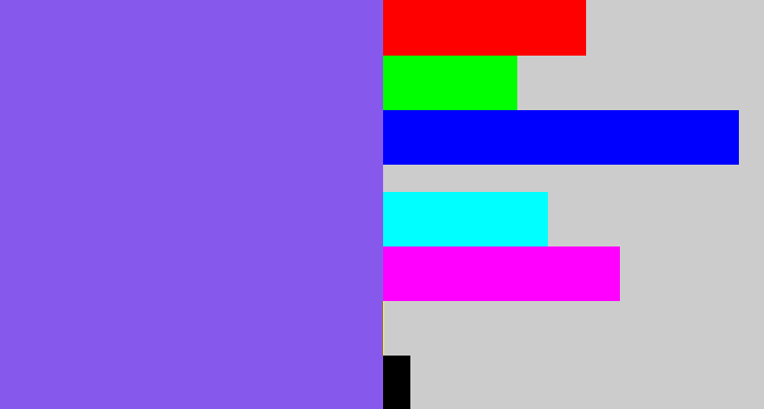 Hex color #8659ec - purpley