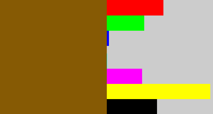 Hex color #865a04 - poo brown