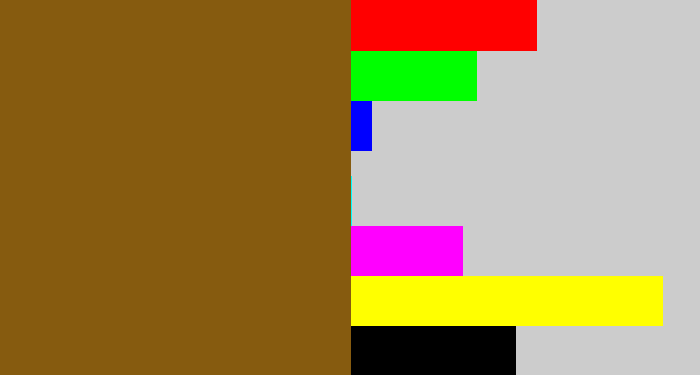 Hex color #865b0f - medium brown