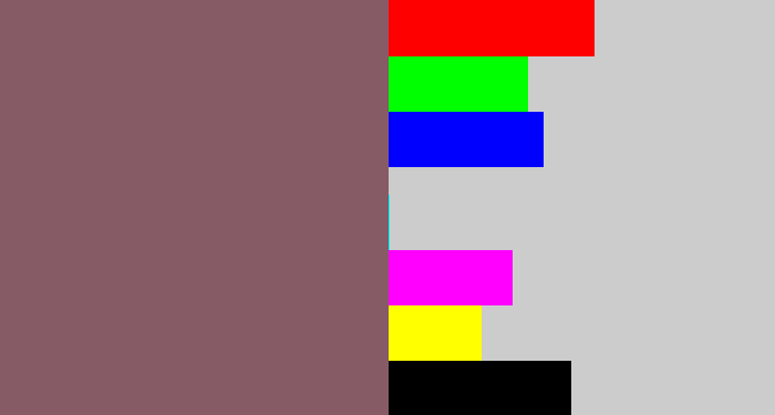 Hex color #865b66 - dark mauve