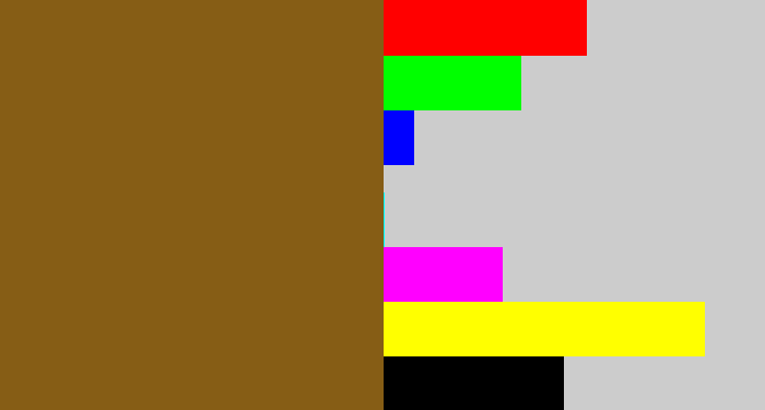 Hex color #865d15 - medium brown