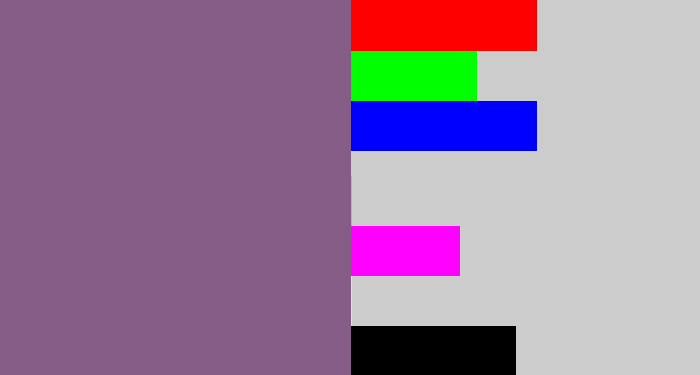 Hex color #865d86 - dusty purple