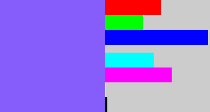 Hex color #865dfa - purpley