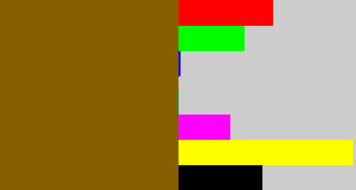 Hex color #865f03 - poo brown