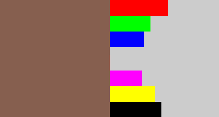 Hex color #865f4f - dark taupe