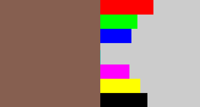 Hex color #865f50 - dark taupe