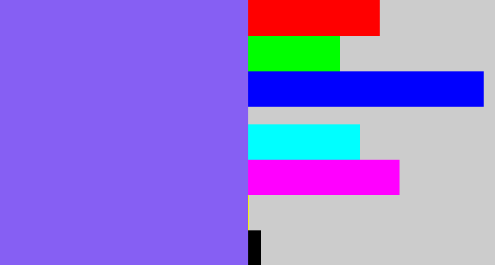 Hex color #865ff3 - purpley
