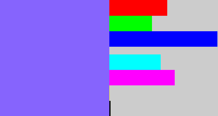 Hex color #8664fd - purpley