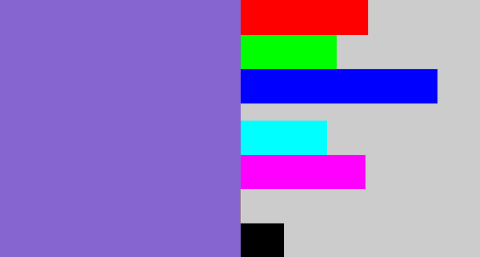 Hex color #8665d1 - purpley