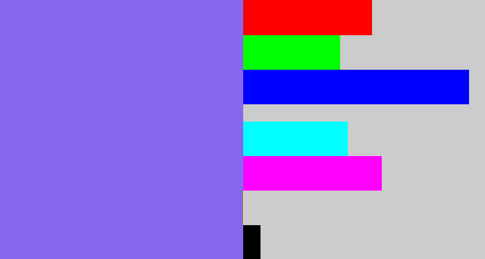 Hex color #8666ec - purpley