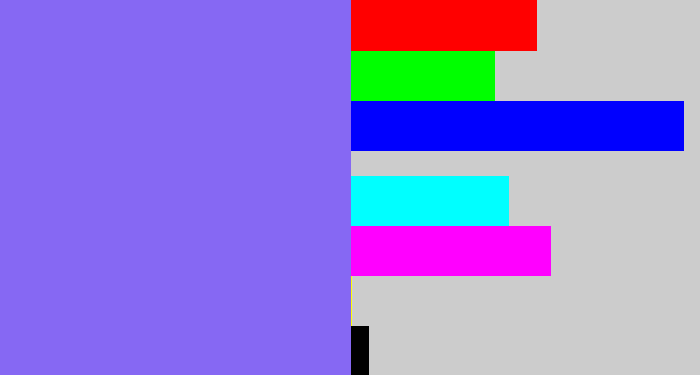 Hex color #8668f3 - purpley