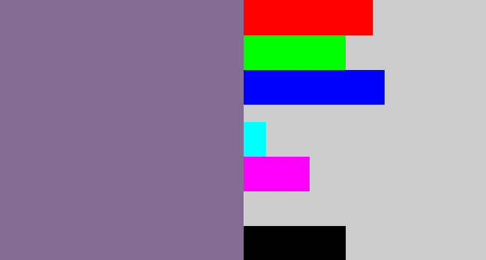 Hex color #866c93 - greyish purple