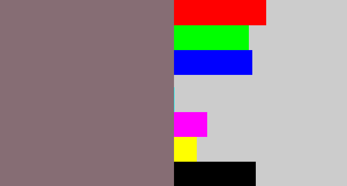 Hex color #866d74 - purplish grey
