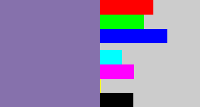 Hex color #8671ac - faded purple