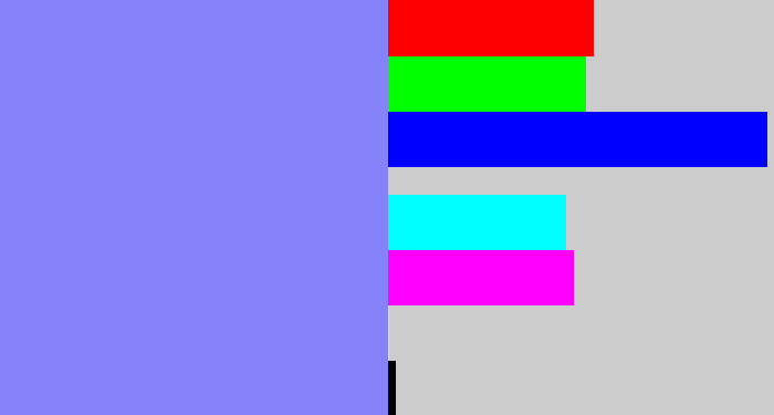 Hex color #8682fa - lavender blue
