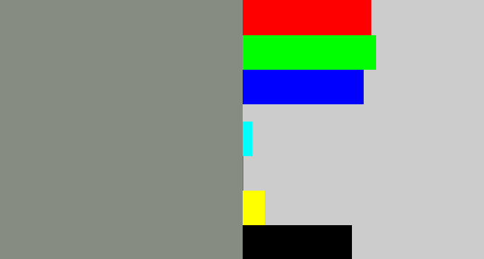 Hex color #868c80 - medium grey