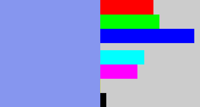Hex color #8696ef - periwinkle blue
