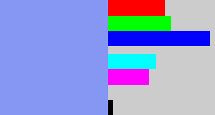 Hex color #8696f3 - periwinkle blue