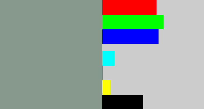 Hex color #86998c - grey