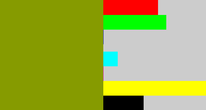 Hex color #869b00 - vomit green
