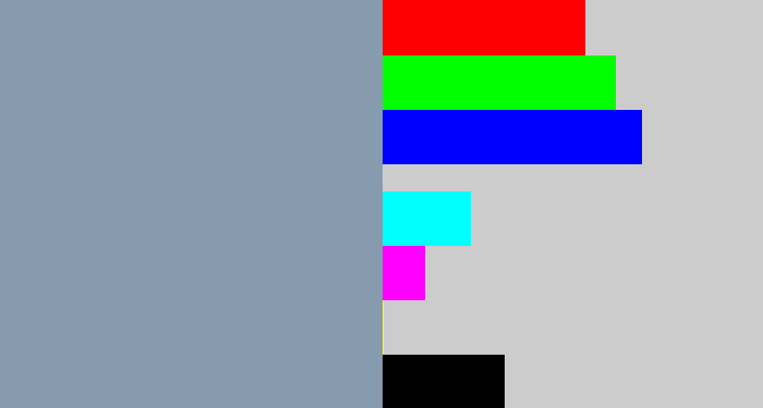 Hex color #869bae - bluey grey