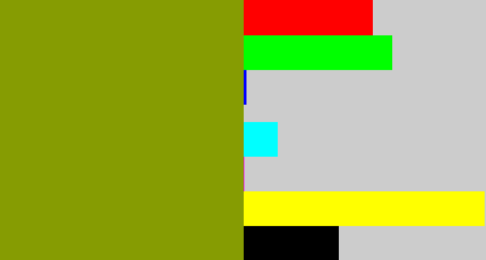 Hex color #869c02 - vomit green