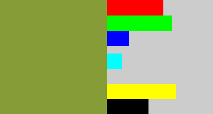 Hex color #869c36 - avocado